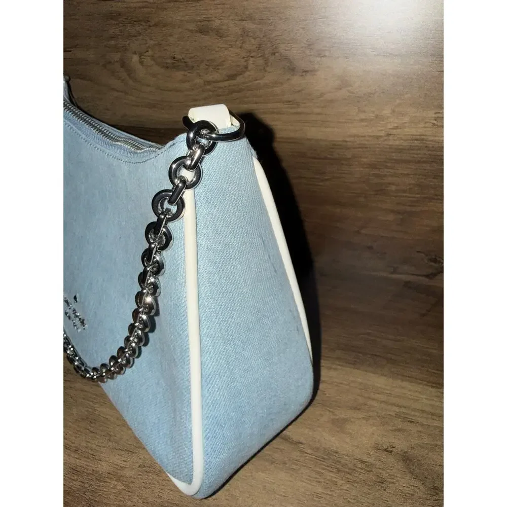NWT Kate Spade Margot Denim Crossbody Bag Blue Canvas Convertible Chain Shoulder